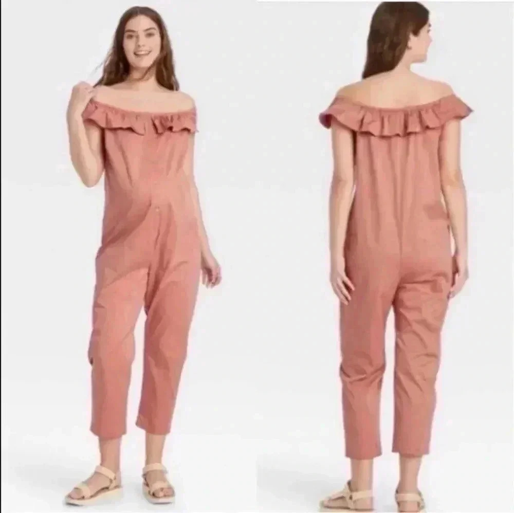The Nines by Hatch Blush Pink Maternity Jumpsuit Size medium